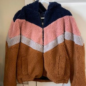 Oversized faux fur puffer coat